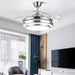 42 in. Silver Modern Ceiling Light with Remote Control, Retractable Blade Ceiling Fan for Living Bedroom Restaurant-8-ErisView