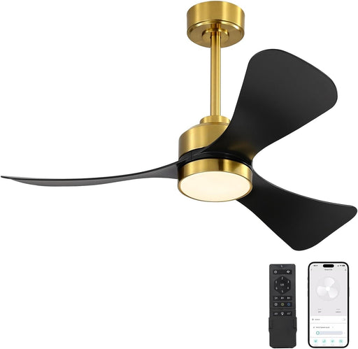 42 in. Smart Brass Ceiling Fan with Light and Remote, 3 Blade Reversible DC Ceiling Fan for Bedroom Living Room, Works with Alexa and Google Assistant-1-ErisView