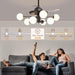 42 in. Sputnik Fandelier with Lights and Remote, Retractable Blade Ceiling Fan Chandelier Fan Light Fixture for Dining Room, Unique Ceiling Fans-27-ErisView