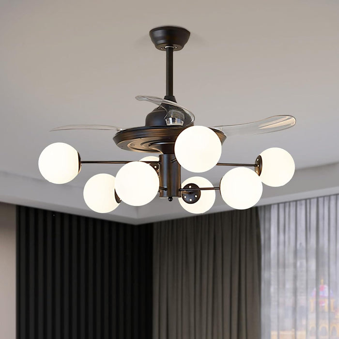 42 in. Sputnik Fandelier with Lights and Remote, Retractable Blade Ceiling Fan Chandelier Fan Light Fixture for Dining Room, Unique Ceiling Fans-29-ErisView