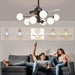 42 in. Sputnik Fandelier with Lights and Remote, Retractable Blade Ceiling Fan Chandelier Fan Light Fixture for Dining Room, Unique Ceiling Fans-33-ErisView