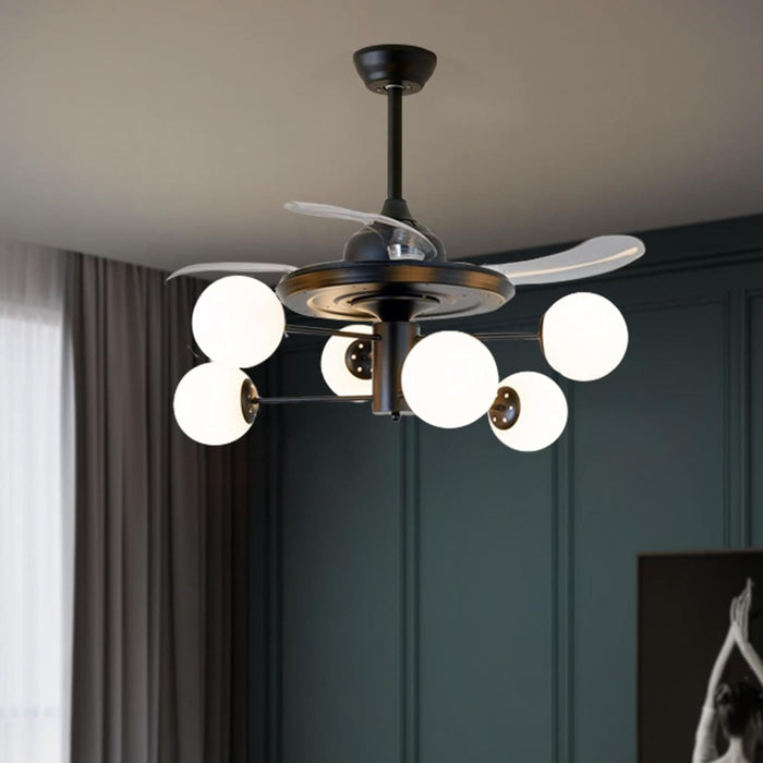 42 in. Sputnik Fandelier with Lights and Remote, Retractable Blade Ceiling Fan Chandelier Fan Light Fixture for Dining Room, Unique Ceiling Fans-8-ErisView