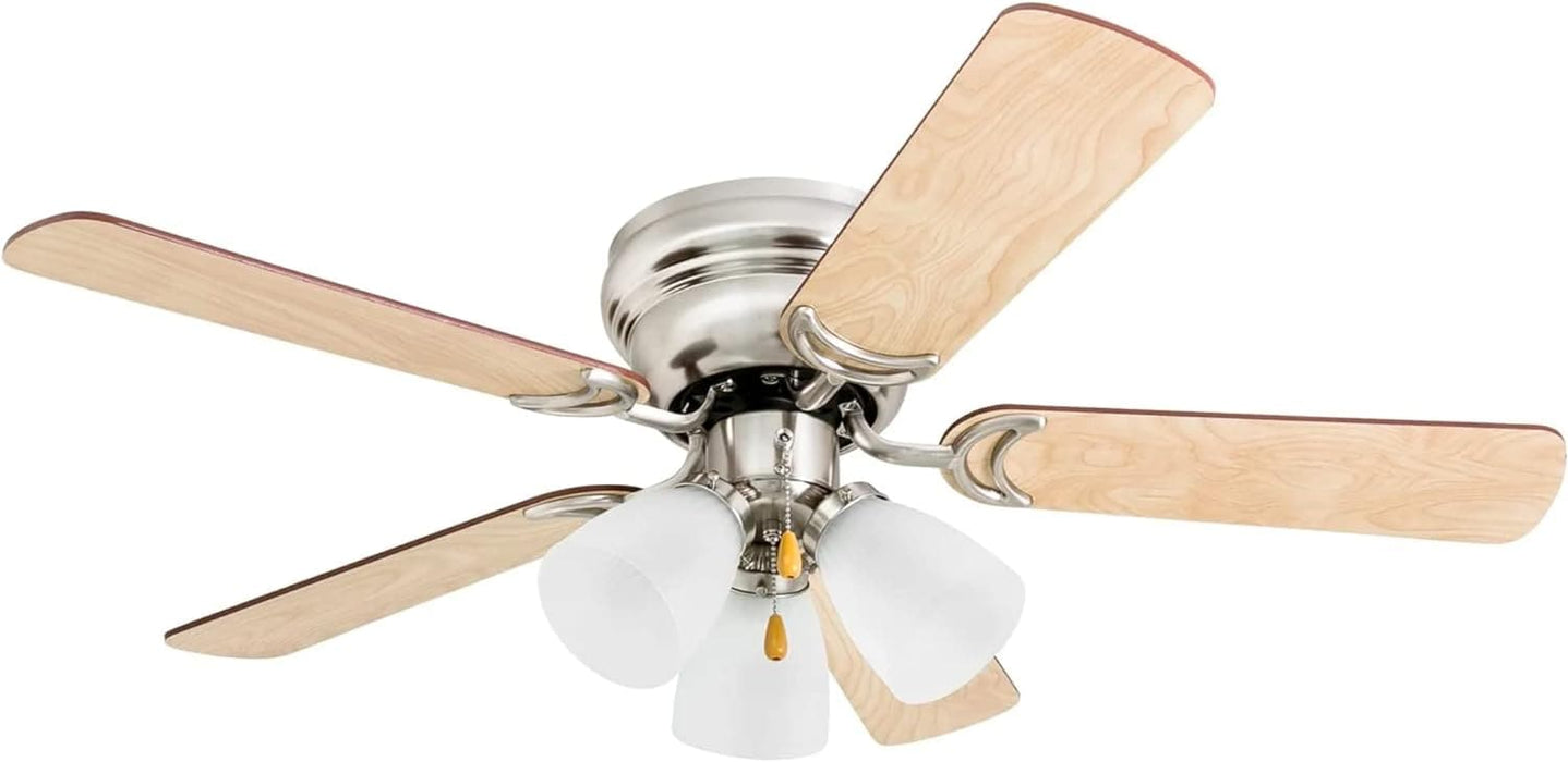 42 in. Traditional Flush Mount Indoor LED Ceiling Fan with Light, Pull Chain, 5, Reversible Fan in Winter Summer-7-ErisView