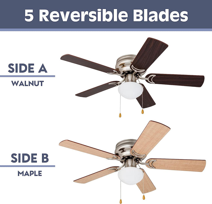 42 in. Traditional Flush Mount Indoor LED Ceiling Fan with Light, Pull Chain, Reversible Fan for Summer Winter-3-ErisView