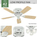 42 in. White Ceiling Fan, Indoor Low Profile Ceiling Fan with Pull Chain Control, Hugger Ceiling Fans-2-ErisView