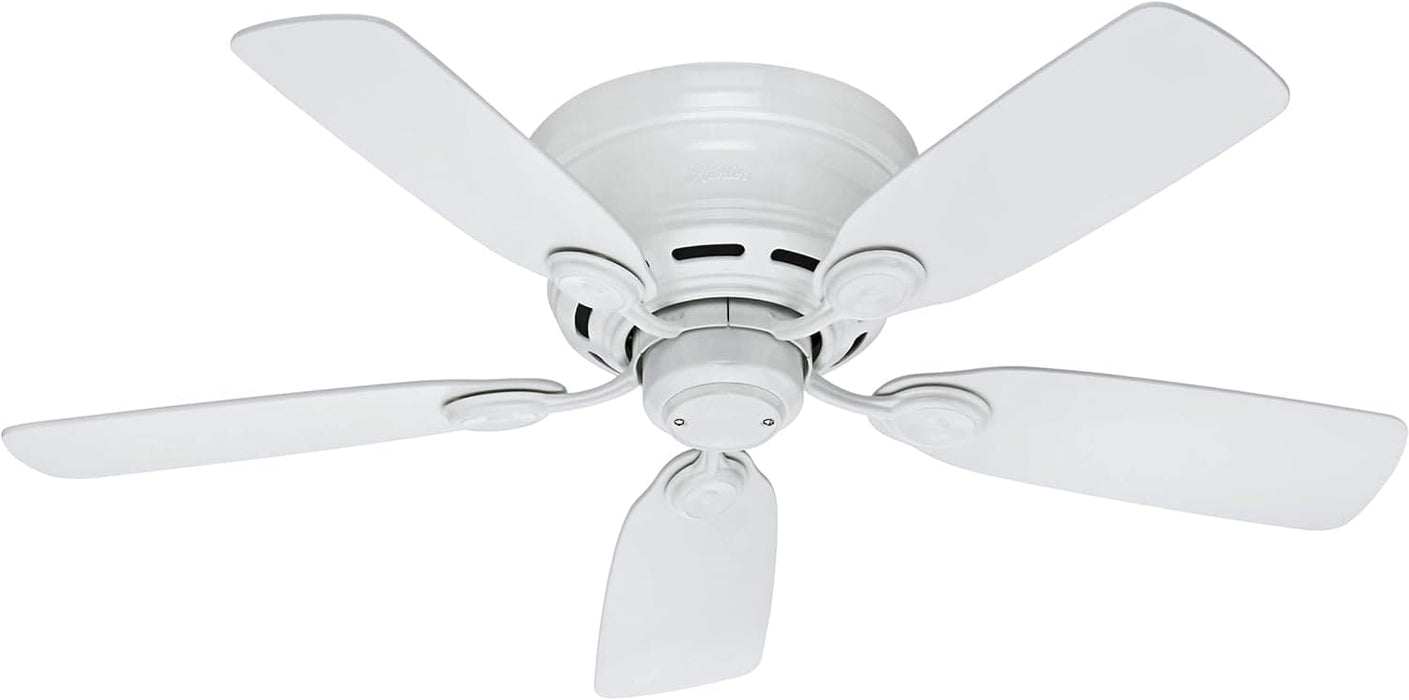 42 in. White Ceiling Fan, Indoor Low Profile Ceiling Fan with Pull Chain Control, Hugger Ceiling Fans-1-ErisView