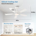 42 in. White Ceiling Fan, Remote Control Ceiling Fan with Light, 5 Blade Ceiling Fan-6-ErisView