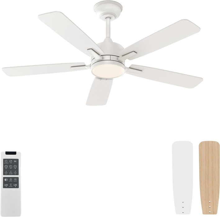 42 in. White Ceiling Fan, Remote Control Ceiling Fan with Light, 5 Blade Ceiling Fan-1-ErisView