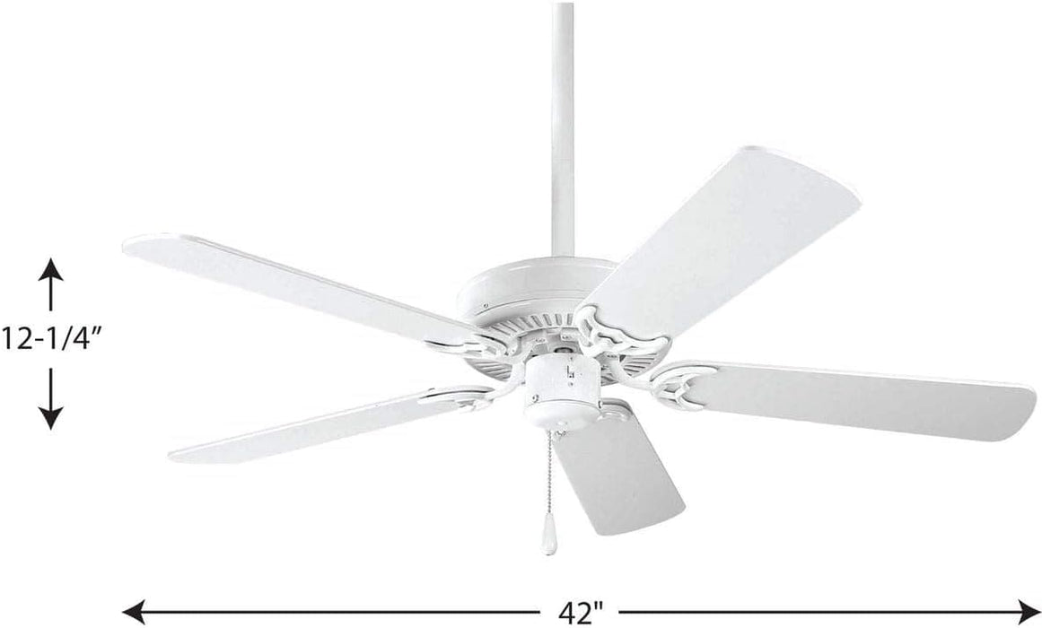 42 in. White Ceiling Fan, Short Blade Ceiling Fan, 5 Blade Fan-20-ErisView
