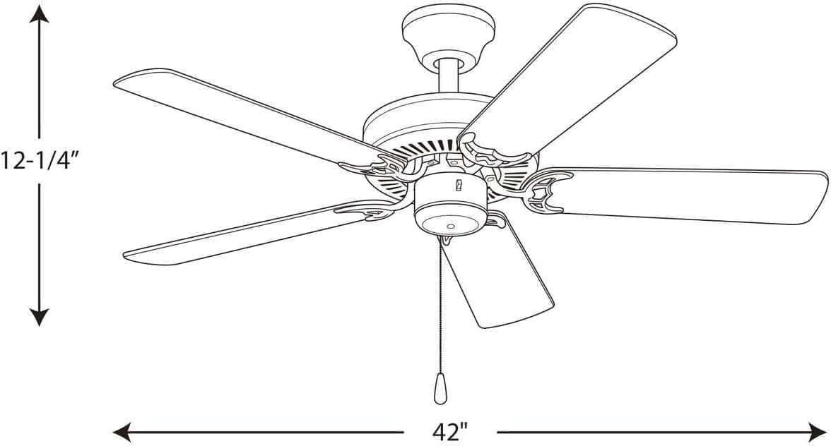 42 in. White Ceiling Fan, Short Blade Ceiling Fan, 5 Blade Fan-2-ErisView