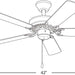 42 in. White Ceiling Fan, Short Blade Ceiling Fan, 5 Blade Fan-2-ErisView