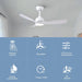 42 in. White Ceiling Fan with Light and Remote Control, Dimmable Reverse Quiet Rotating Ceiling Fans for Living Room Bedroom Balcony-2-ErisView