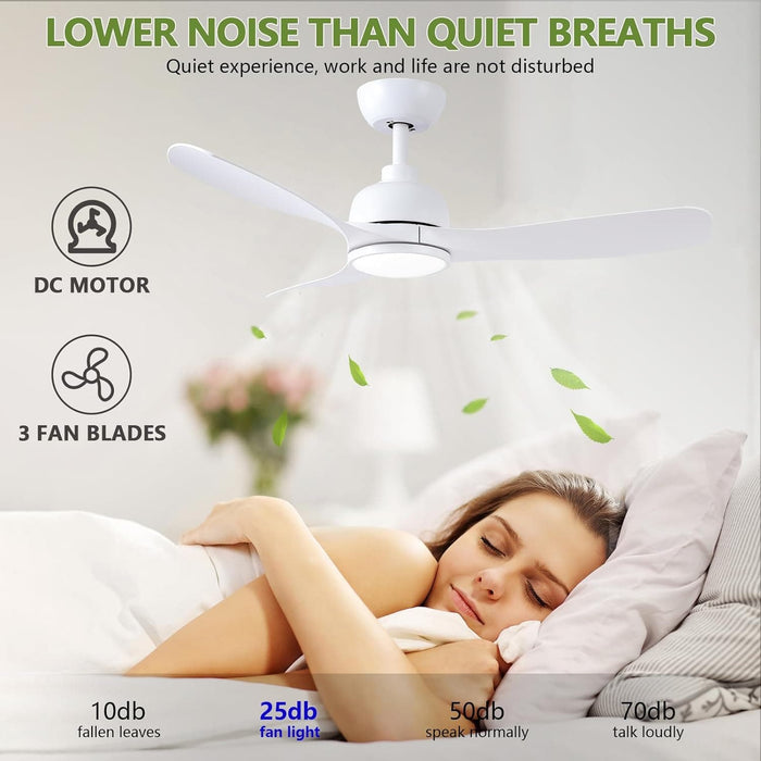 42 in. White Ceiling Fan with Light and Remote Control, Dimmable Reverse Quiet Rotating Ceiling Fans for Living Room Bedroom Balcony-3-ErisView