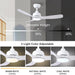 42 in. White Ceiling Fan with Light and Remote Control, Dimmable Reverse Quiet Rotating Ceiling Fans for Living Room Bedroom Balcony-4-ErisView