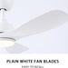 42 in. White Ceiling Fan with Light and Remote Control, Dimmable Reverse Quiet Rotating Ceiling Fans for Living Room Bedroom Balcony-8-ErisView