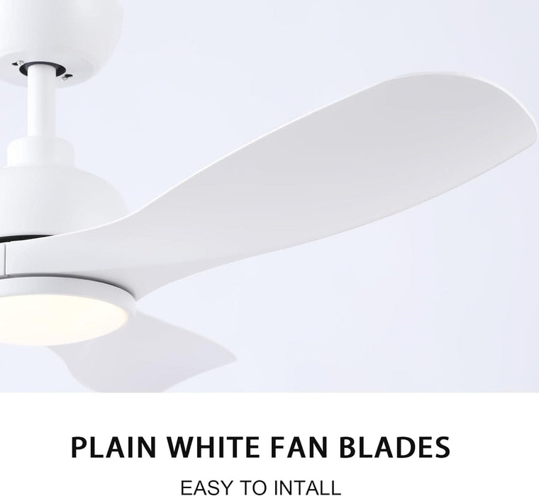 42 in. White Ceiling Fan with Light and Remote Control, Dimmable Reverse Quiet Rotating Ceiling Fans for Living Room Bedroom Balcony-8-ErisView