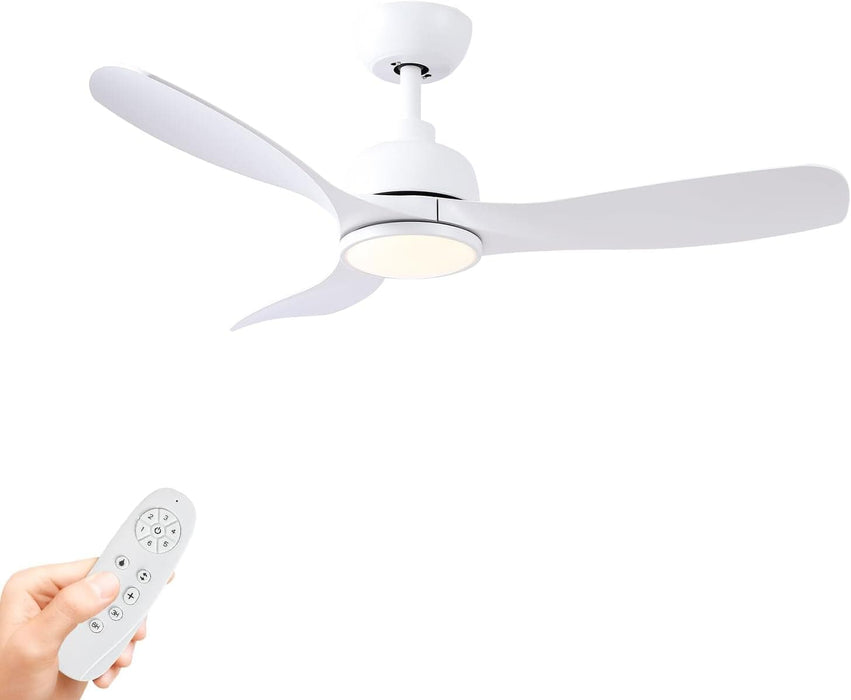 42 in. White Ceiling Fan with Light and Remote Control, Dimmable Reverse Quiet Rotating Ceiling Fans for Living Room Bedroom Balcony-1-ErisView
