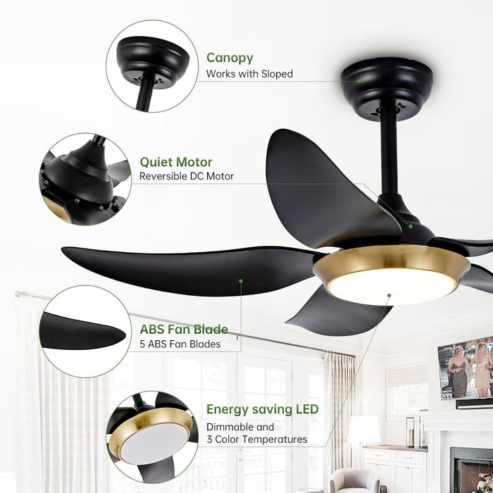 42 in. White Ceiling Fan with Lights with Remote and APP Control, Reversible Propeller Ceiling Fan for Bedroom Living Room Entryway Patio-10-ErisView