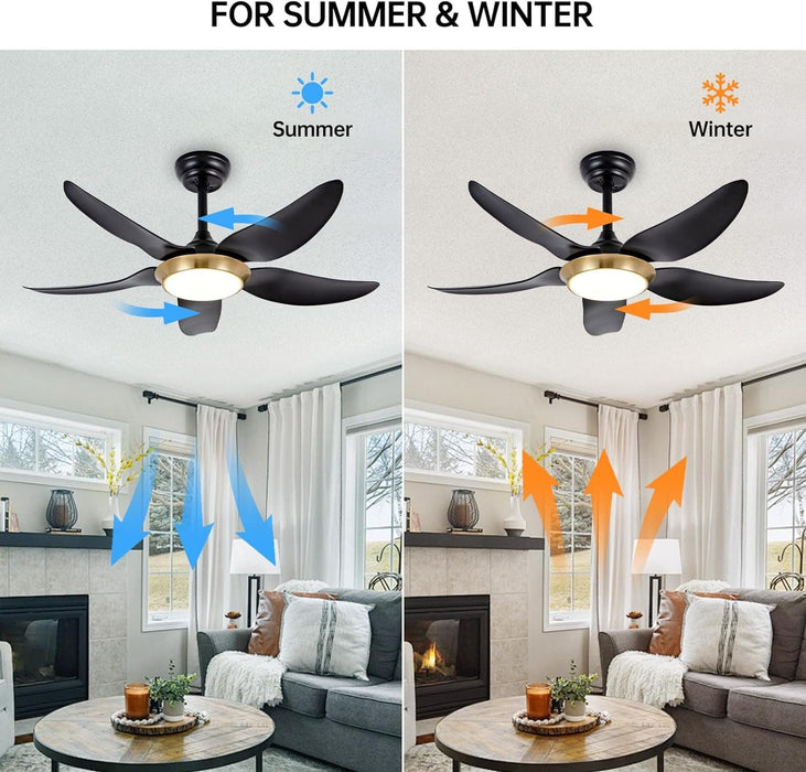 42 in. White Ceiling Fan with Lights with Remote and APP Control, Reversible Propeller Ceiling Fan for Bedroom Living Room Entryway Patio-12-ErisView