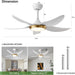 42 in. White Ceiling Fan with Lights with Remote and APP Control, Reversible Propeller Ceiling Fan for Bedroom Living Room Entryway Patio-3-ErisView
