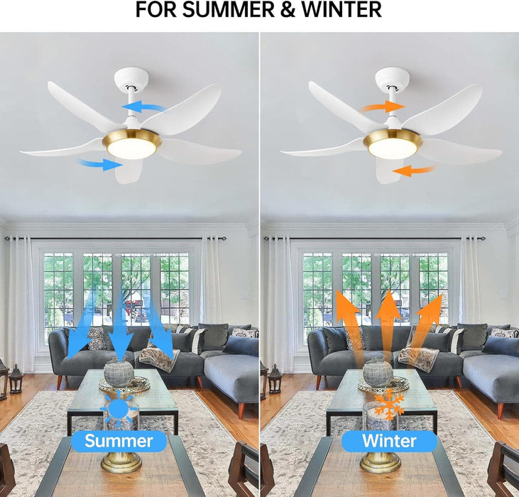 42 in. White Ceiling Fan with Lights with Remote and APP Control, Reversible Propeller Ceiling Fan for Bedroom Living Room Entryway Patio-5-ErisView