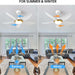 42 in. White Ceiling Fan with Lights with Remote and APP Control, Reversible Propeller Ceiling Fan for Bedroom Living Room Entryway Patio-5-ErisView