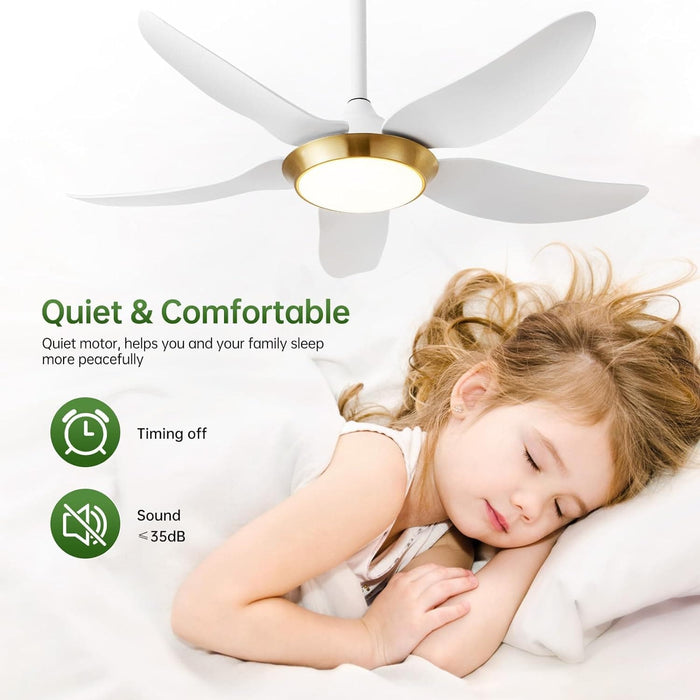42 in. White Ceiling Fan with Lights with Remote and APP Control, Reversible Propeller Ceiling Fan for Bedroom Living Room Entryway Patio-6-ErisView