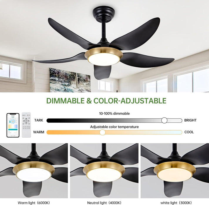 42 in. White Ceiling Fan with Lights with Remote and APP Control, Reversible Propeller Ceiling Fan for Bedroom Living Room Entryway Patio-8-ErisView
