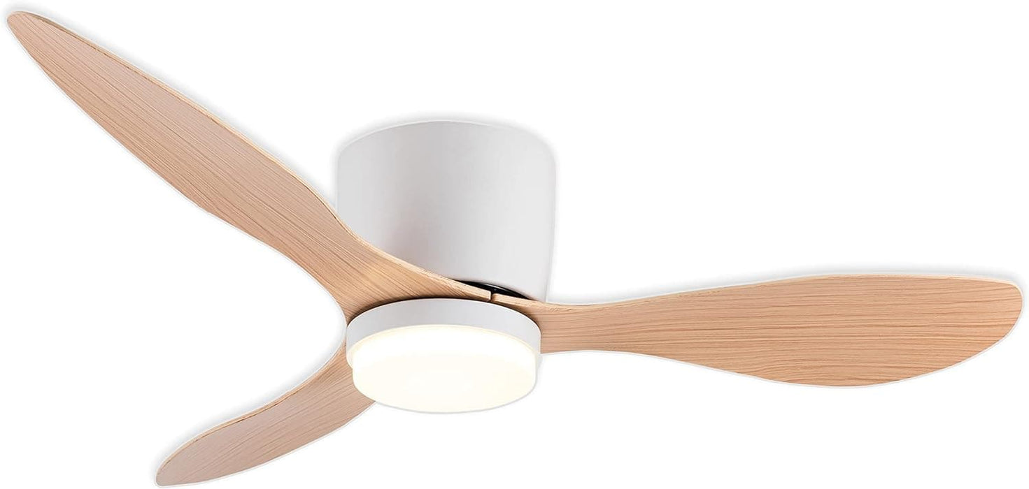 42 in. White Flush Mount Ceiling Fan Light with Remote, Low Profile Ceiling Fan for Bedroom Dining Room-10-ErisView