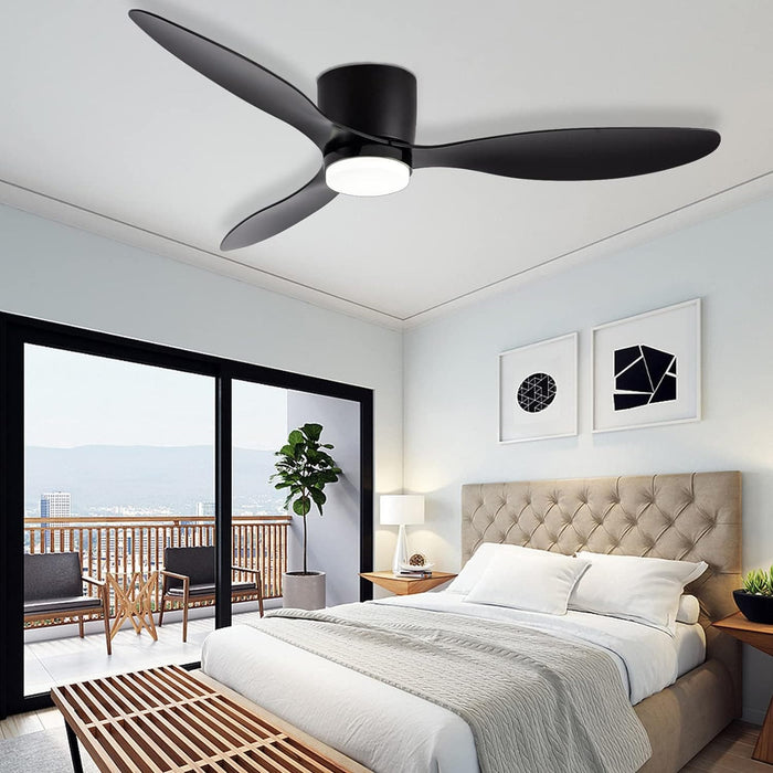 42 in. White Flush Mount Ceiling Fan Light with Remote, Low Profile Ceiling Fan for Bedroom Dining Room-20-ErisView