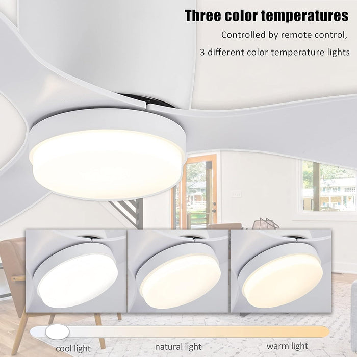 42 in. White Flush Mount Ceiling Fan Light with Remote, Low Profile Ceiling Fan for Bedroom Dining Room-3-ErisView