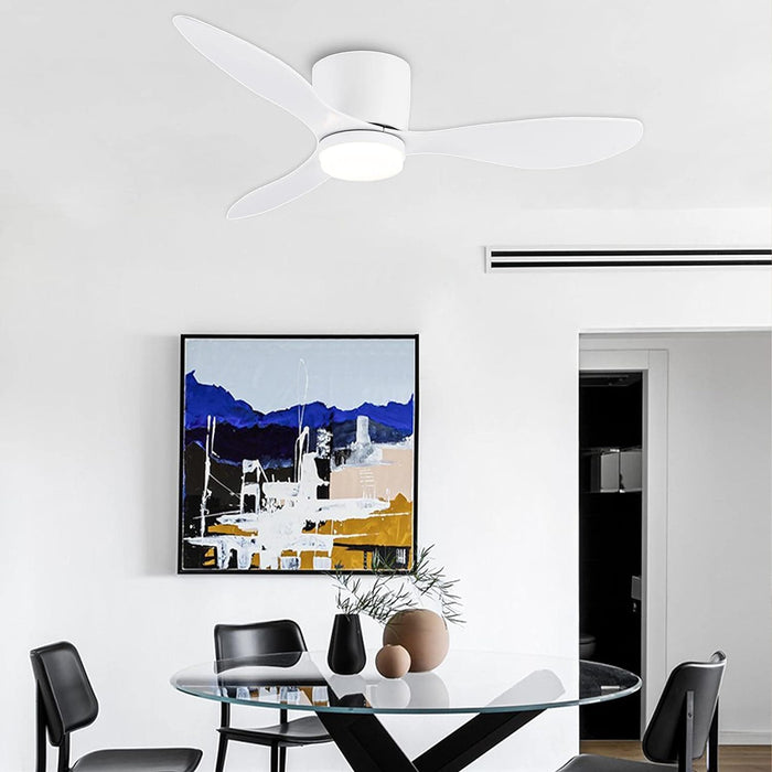 42 in. White Flush Mount Ceiling Fan Light with Remote, Low Profile Ceiling Fan for Bedroom Dining Room-9-ErisView