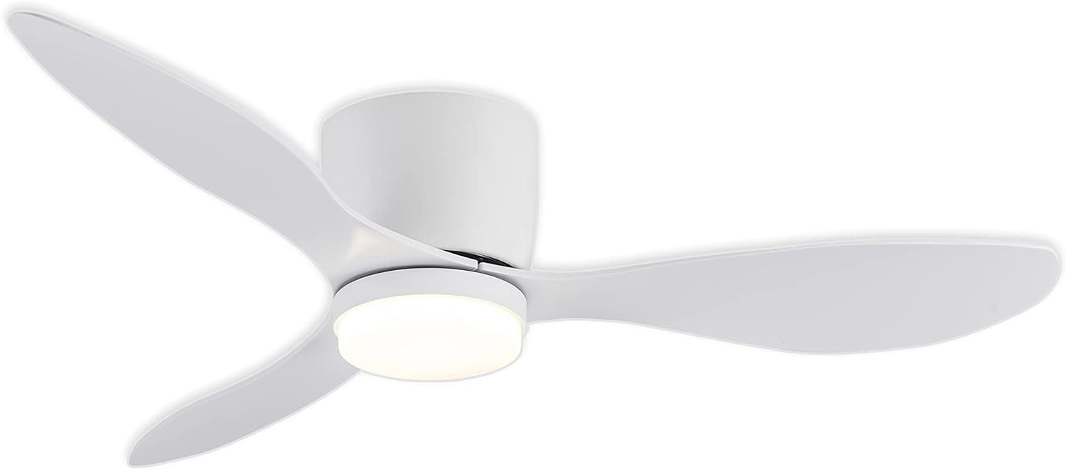 42 in. White Flush Mount Ceiling Fan Light with Remote, Low Profile Ceiling Fan for Bedroom Dining Room-1-ErisView