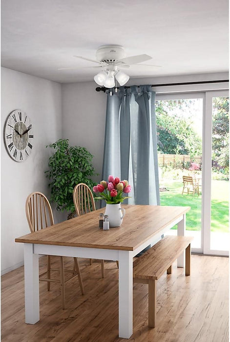 42 in. White Indoor Low Profile Ceiling Fan with LED Light and Pull Chain Control, Hugger Ceiling Fans-2-ErisView