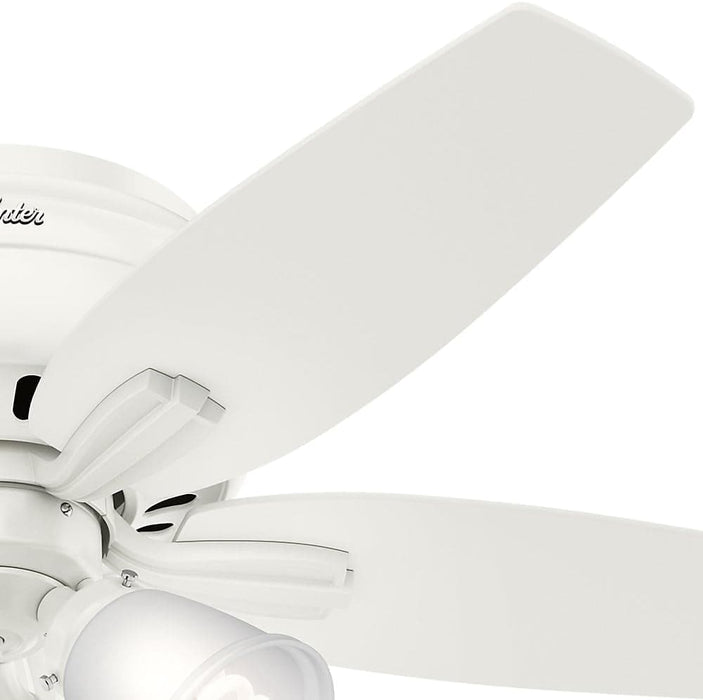 42 in. White Indoor Low Profile Ceiling Fan with LED Light and Pull Chain Control, Hugger Ceiling Fans-3-ErisView