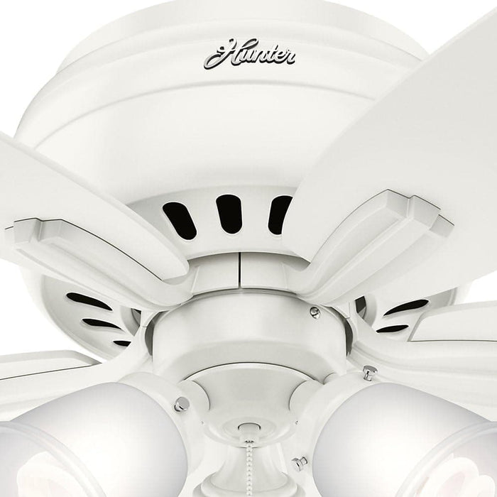 42 in. White Indoor Low Profile Ceiling Fan with LED Light and Pull Chain Control, Hugger Ceiling Fans-7-ErisView