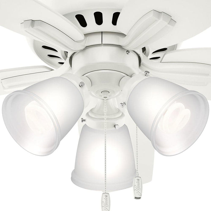42 in. White Indoor Low Profile Ceiling Fan with LED Light and Pull Chain Control, Hugger Ceiling Fans-8-ErisView