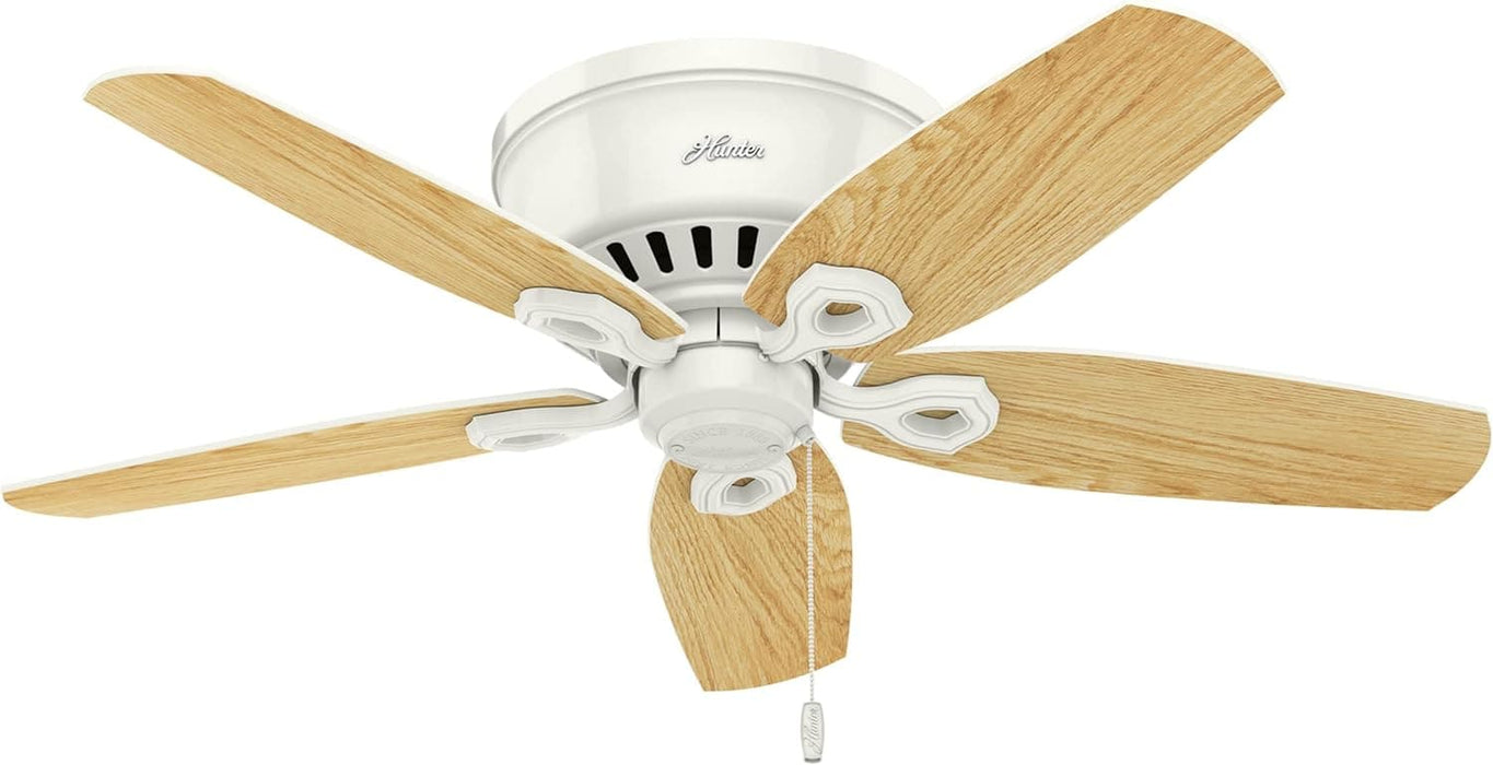 42 in. White Low Ceiling Fan with LED Light Kit and Pull Chain, Hugger Ceiling Fan with Light-11-ErisView