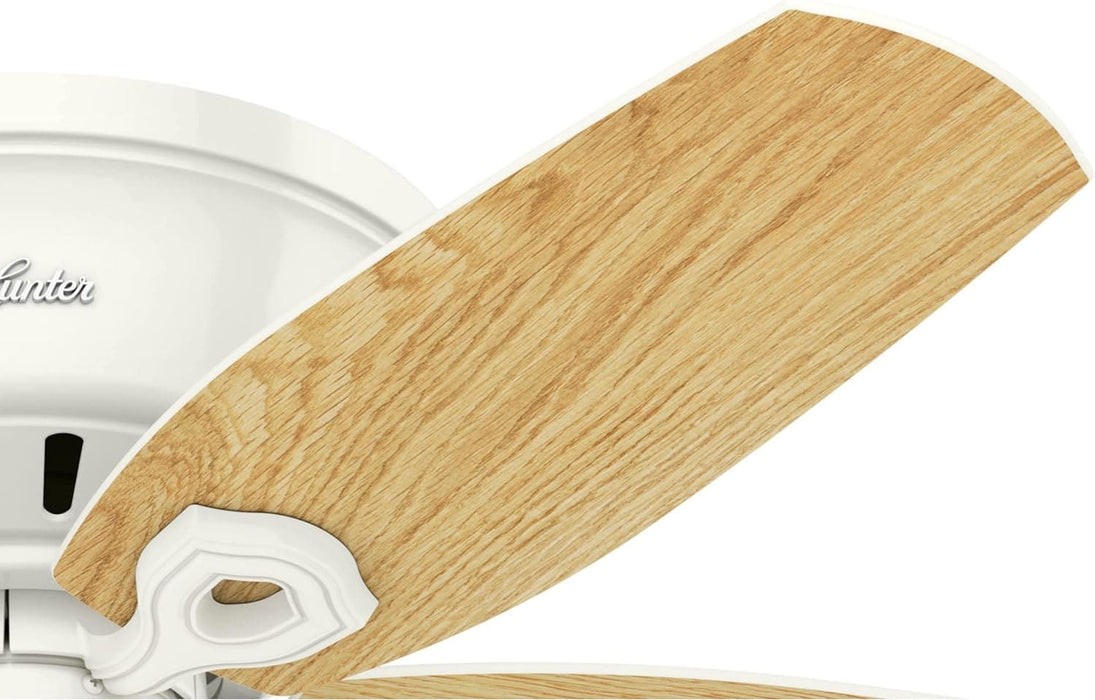 42 in. White Low Ceiling Fan with LED Light Kit and Pull Chain, Hugger Ceiling Fan with Light-13-ErisView