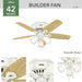 42 in. White Low Ceiling Fan with LED Light Kit and Pull Chain, Hugger Ceiling Fan with Light-2-ErisView