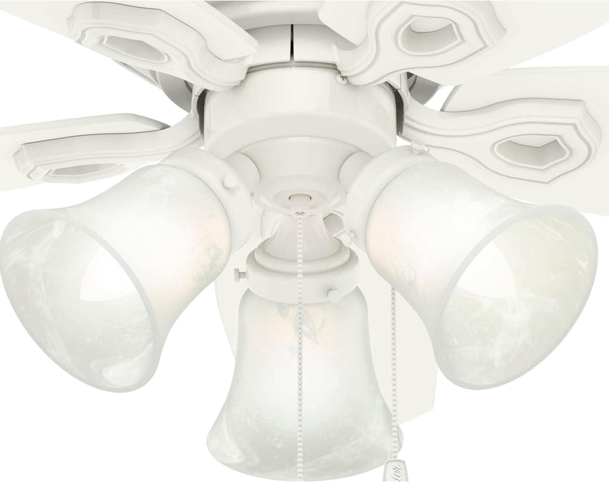 42 in. White Low Ceiling Fan with LED Light Kit and Pull Chain, Hugger Ceiling Fan with Light-6-ErisView