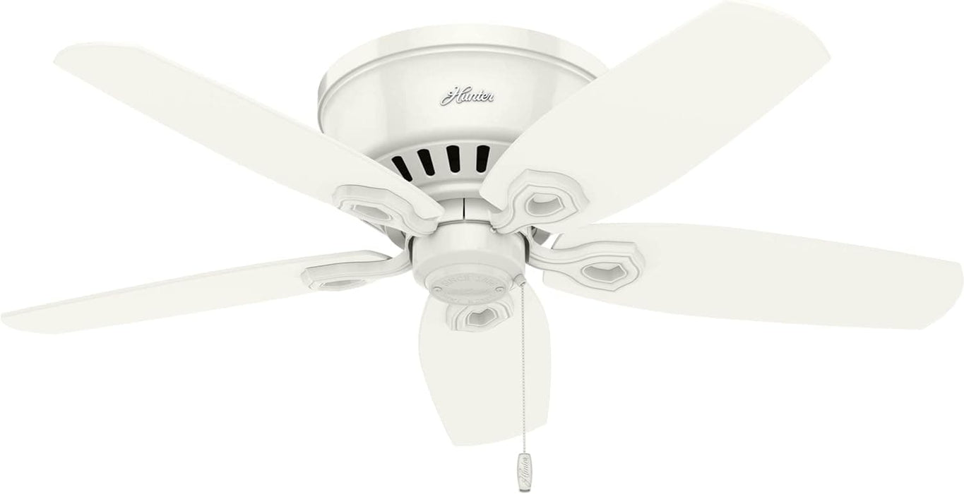 42 in. White Low Ceiling Fan with LED Light Kit and Pull Chain, Hugger Ceiling Fan with Light-9-ErisView