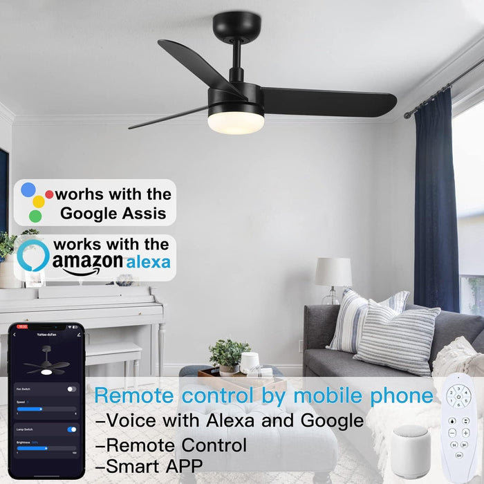 42 in. White Outdoor Ceiling Fan with Remote Control, 3 Blade Modern Ceiling Fan with Light, Quiet Dimmable Ceiling Fan for Living Room Bedroom-17-ErisView