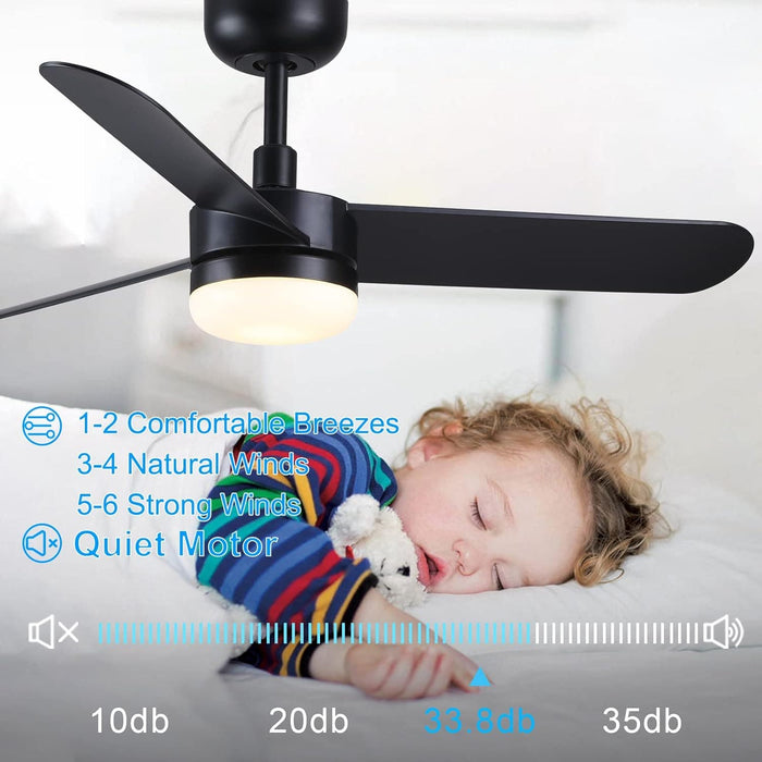 42 in. White Outdoor Ceiling Fan with Remote Control, 3 Blade Modern Ceiling Fan with Light, Quiet Dimmable Ceiling Fan for Living Room Bedroom-18-ErisView