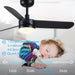 42 in. White Outdoor Ceiling Fan with Remote Control, 3 Blade Modern Ceiling Fan with Light, Quiet Dimmable Ceiling Fan for Living Room Bedroom-18-ErisView