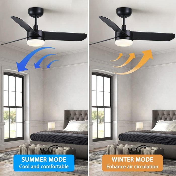 42 in. White Outdoor Ceiling Fan with Remote Control, 3 Blade Modern Ceiling Fan with Light, Quiet Dimmable Ceiling Fan for Living Room Bedroom-20-ErisView
