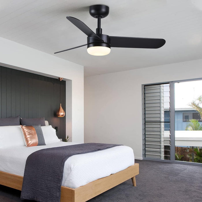 42 in. White Outdoor Ceiling Fan with Remote Control, 3 Blade Modern Ceiling Fan with Light, Quiet Dimmable Ceiling Fan for Living Room Bedroom-21-ErisView