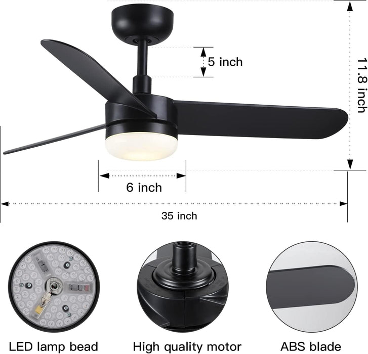42 in. White Outdoor Ceiling Fan with Remote Control, 3 Blade Modern Ceiling Fan with Light, Quiet Dimmable Ceiling Fan for Living Room Bedroom-22-ErisView