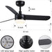 42 in. White Outdoor Ceiling Fan with Remote Control, 3 Blade Modern Ceiling Fan with Light, Quiet Dimmable Ceiling Fan for Living Room Bedroom-22-ErisView