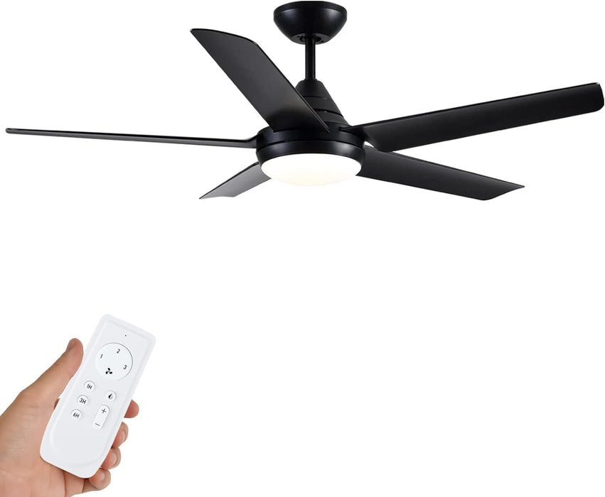 42 in. White Outdoor Ceiling Fan with Remote Control, 3 Blade Modern Ceiling Fan with Light, Quiet Dimmable Ceiling Fan for Living Room Bedroom-23-ErisView